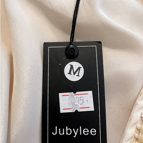 New Jubylee Dress Yellow Flowing Material Embellished w/Shells Beads Size Medium - Picture 7 of 7